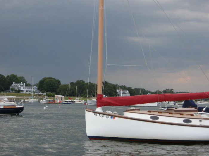 Sailboat with sail down