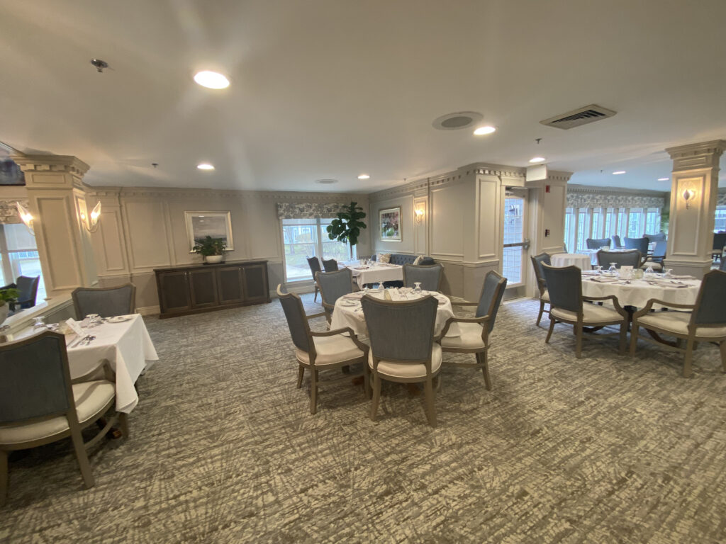 The newly renovated Dining Room at The Village at Duxbury