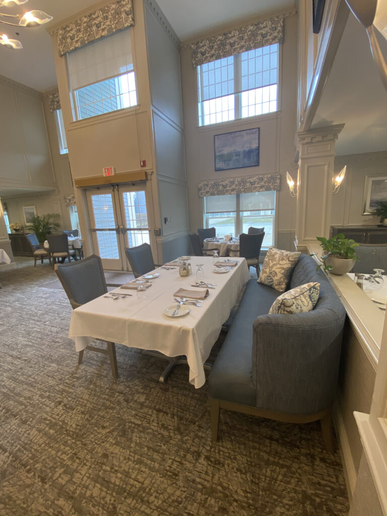 The newly renovated Dining Room at The Village at Duxbury