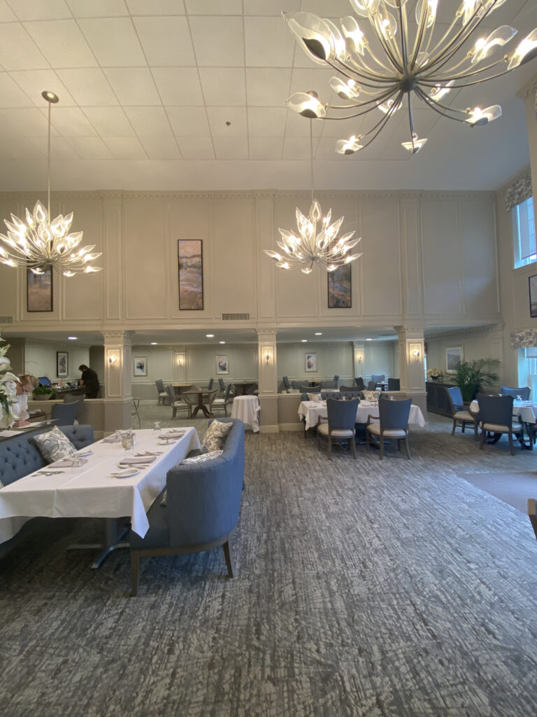 The newly renovated Dining Room at The Village at Duxbury