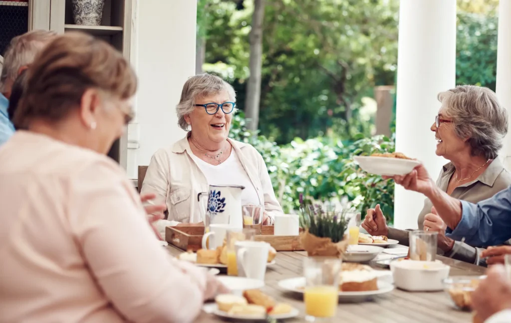 What Is Independent Living for Seniors? Enjoy Freedom, Community, and an Active Retirement 3 A group of senior women having breakfast at The Village at Duxbury, an independent living community for active 55+ seniors in Duxbury, MA.